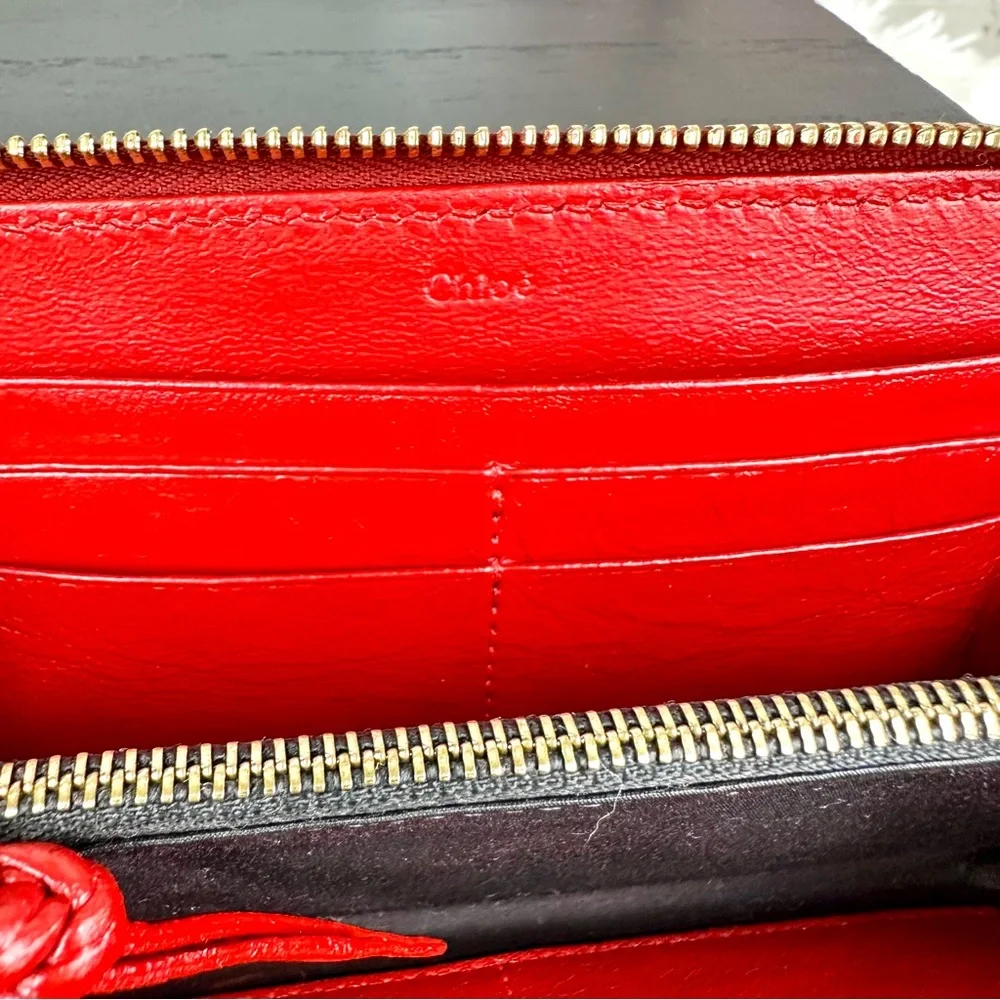 Chloe red leather custom paint crossbody wallet on chain - Picture 14 of 16